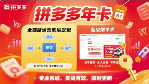 拼多多年卡，拼多多全链路运营底层逻辑，超级爆单术【更新12月】-副业网创