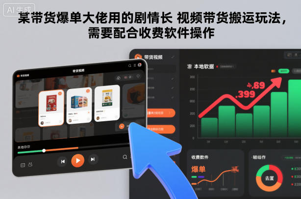 某带货爆单大佬用的剧情长视频带货搬运玩法，需要配合收费软件操作-副业网创