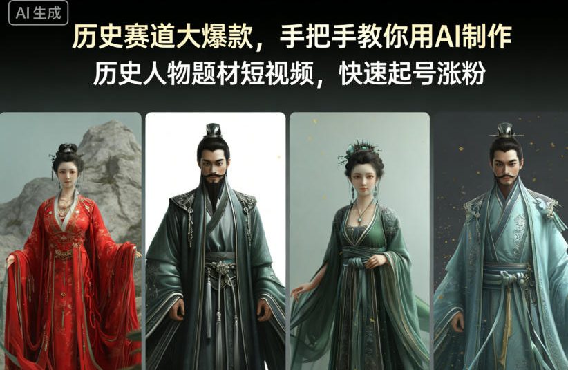 历史赛道大爆款，手把手教你用AI制作历史人物题材短视频，快速起号涨粉-副业网创