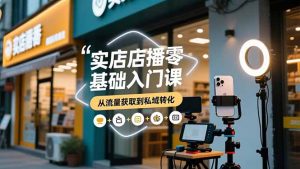 实体店播零基础入门课，实体店+短视频+直播+微信生态+私域社群，从流量获取到私域转化-副业网创