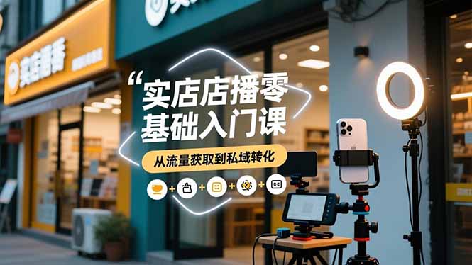 实体店播零基础入门课，实体店+短视频+直播+微信生态+私域社群，从流量获取到私域转化-副业网创