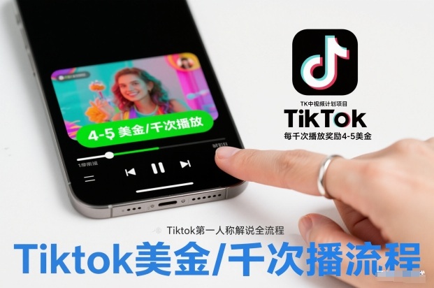 TK中视频计划项目,Tiktok第一人称解说流程,每干次播放奖励4-5美金-副业网创