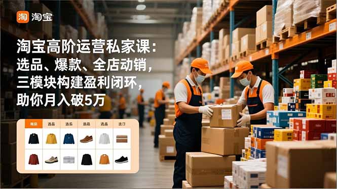 淘宝高阶运营私家课:选品、爆款、全店动销,三模块构建盈利闭环,助你月入破5万-副业网创