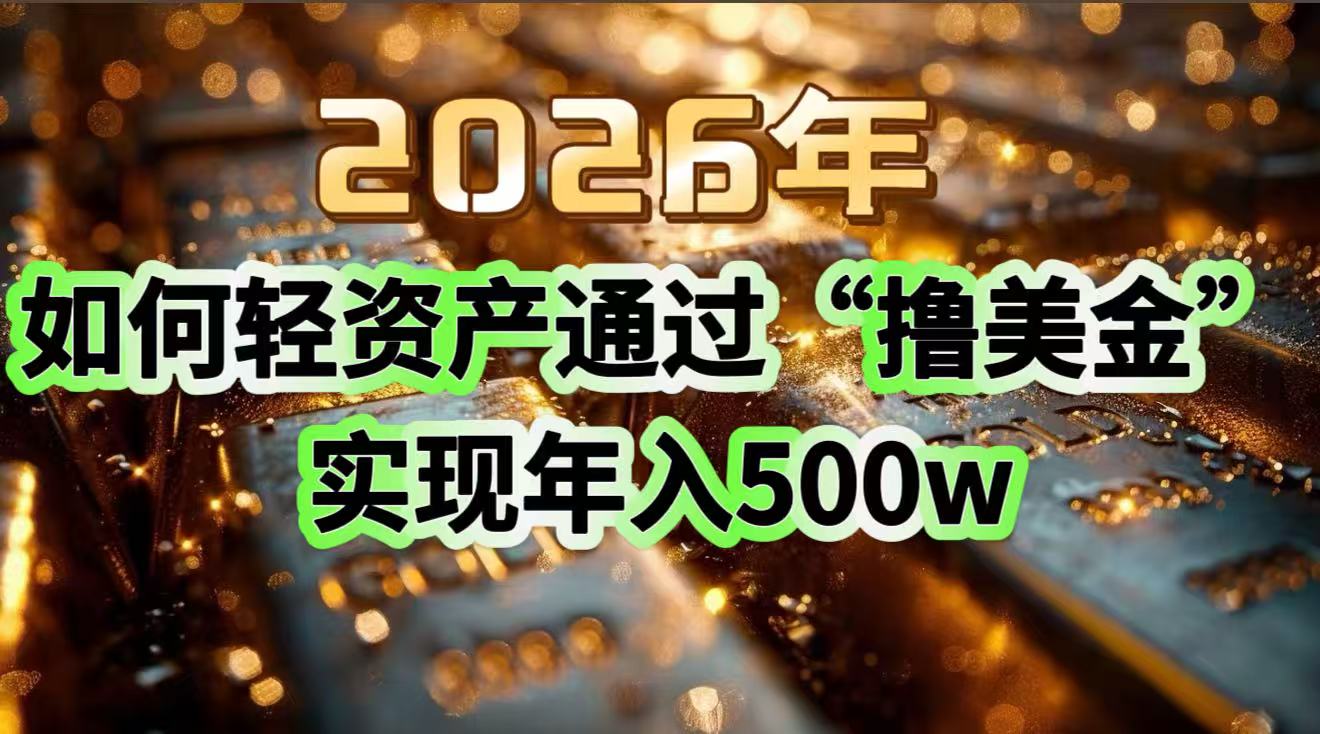 2026年如何轻资产通过“撸美金”实现年入500w-副业网创