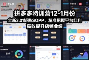 拼多多特训营12-1月份，全新3.01矩阵Sop，精准把握平台红利，高效提升店铺业绩-副业网创