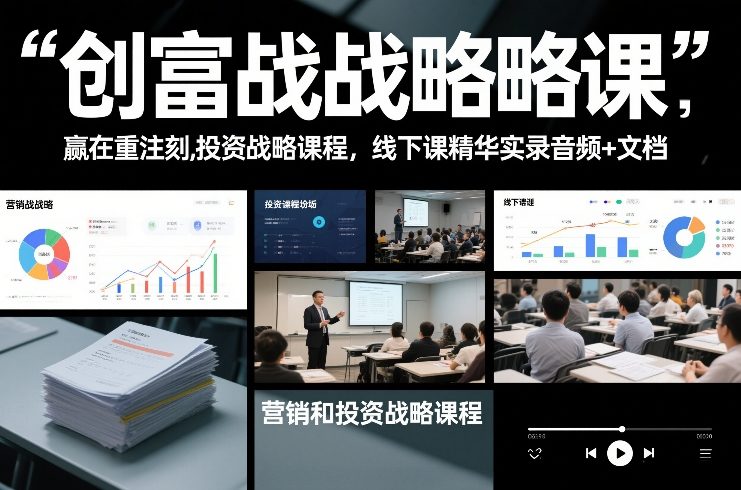 创富战略课,赢在重注时刻,营销和投资战略课程,线下课精华实录音频+文档-副业网创