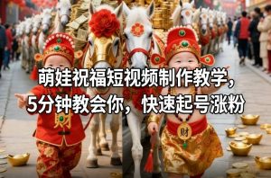 萌娃祝福短视频制作教学，5分钟教会你，快速起号涨粉-副业网创