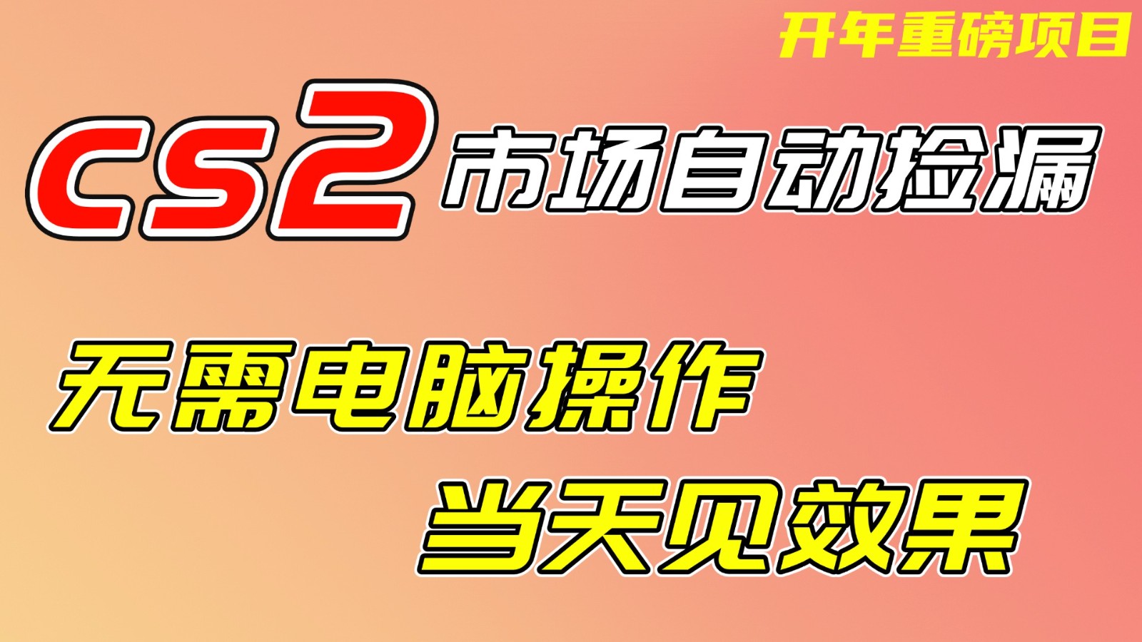 CS2市场挂机项,无需电脑操作,无需进入游戏,当天见效果,支持任何形式验证-副业网创