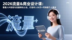 2026流量&商业设计课：普通人IP变现与流量转化心法，打造年入50万+可持续个人事业-副业网创