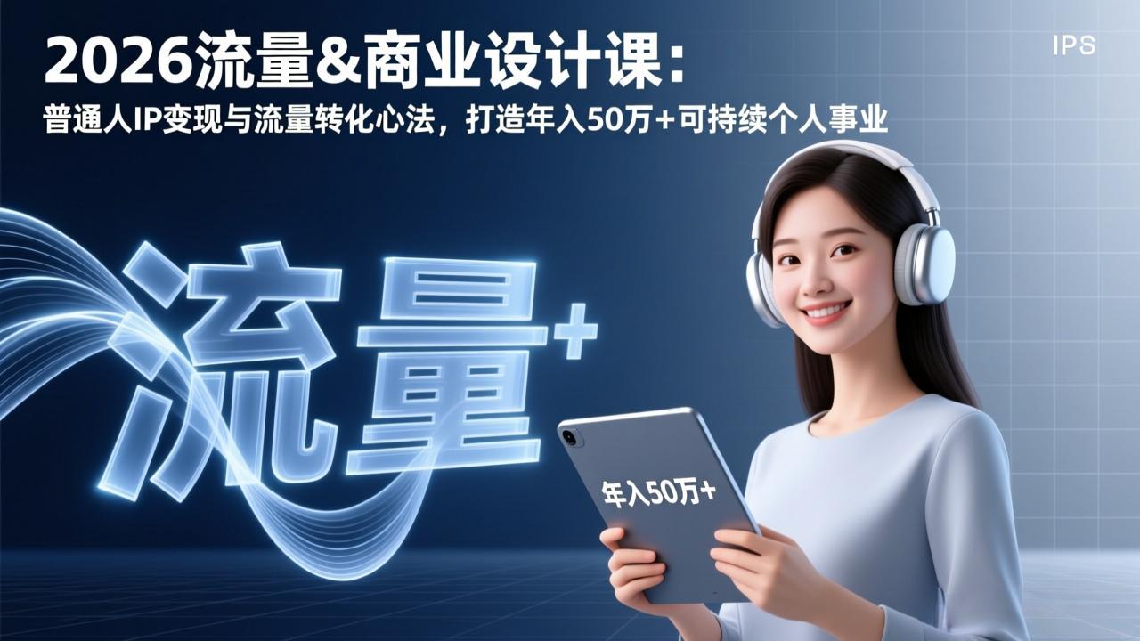 2026流量&商业设计课：普通人IP变现与流量转化心法，打造年入50万+可持续个人事业-副业网创