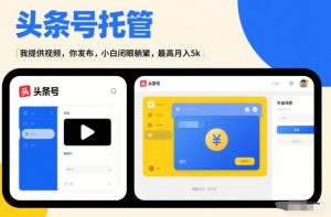 头条号AI托管，我提供视频，你发布，小白闭眼躺賺，最高月入5k+【揭秘】-副业网创