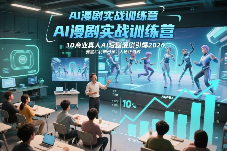 AI漫剧实战训练营,3D商业真人AI短剧漫剧引爆2026,流量红利期已至,入场正当时-副业网创