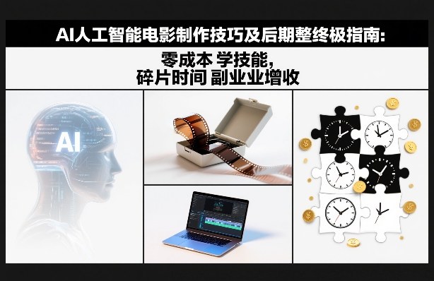 AI人工智能电影制作技巧及后期完整终极指南：零成本学技能，碎片时间副业增收-副业网创