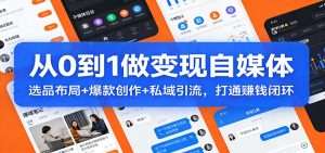 从0到1做变现自媒体：选品布局+ 爆款创作+私域引流，打通赚钱闭环-副业网创
