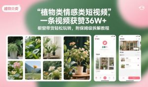 植物类情感类短视频，一条视频获赞36W+，橱窗带货轻松玩转，附保姆级拆解教程-副业网创