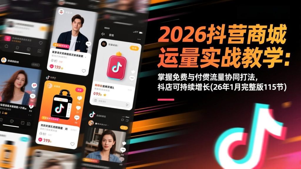 2026抖音商城运营实战教学：掌握免费与付费流量协同打法，抖店可持续增长(26年1月完整版115节-副业网创