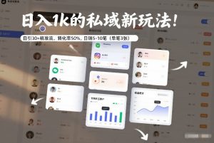 日入1k的私域新玩法:日引30+精准流,转化率50%,日销5-10笔(单笔3张)-副业网创