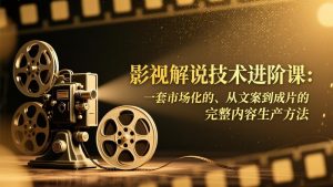 影视解说技术进阶课:一套市场化的、从文案到成片的完整内容生产方法-副业网创