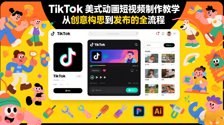 TikTok美式动画短视频制作教学，从创意构思到发布的全流程-副业网创