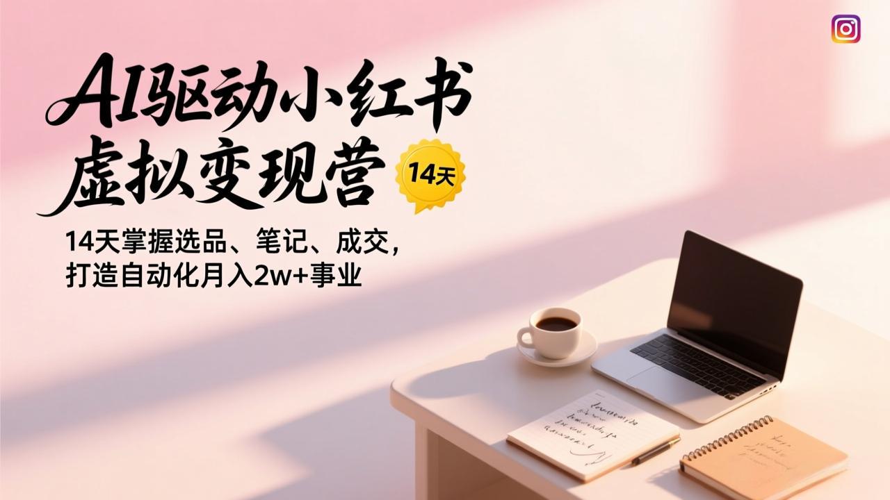 AI驱动小红书虚拟变现营,14天掌握选品、笔记、成交,打造自动化月入2w+事业-副业网创