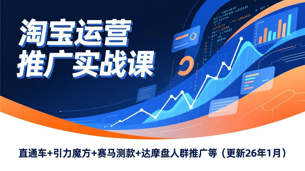 淘宝运营推广实战课，直通车+引力魔方+赛马测款+达摩盘人群推广等(更新26年1月-副业网创