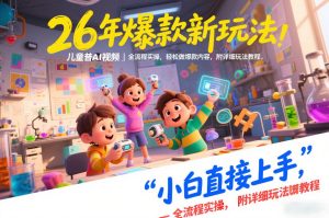 26年爆款新玩法，儿童科普AI视频，全流程实操，轻松做爆款内容，小白直接上手，附详细玩法教程-副业网创