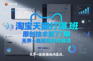 淘宝天猫打爆班原创技术第77期，无界+逛逛强起内容流-副业网创