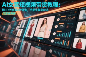 AI女装短视频带货教程：博主7天狂賺2W佣金，手把手复刻玩法，可直接照搬-副业网创