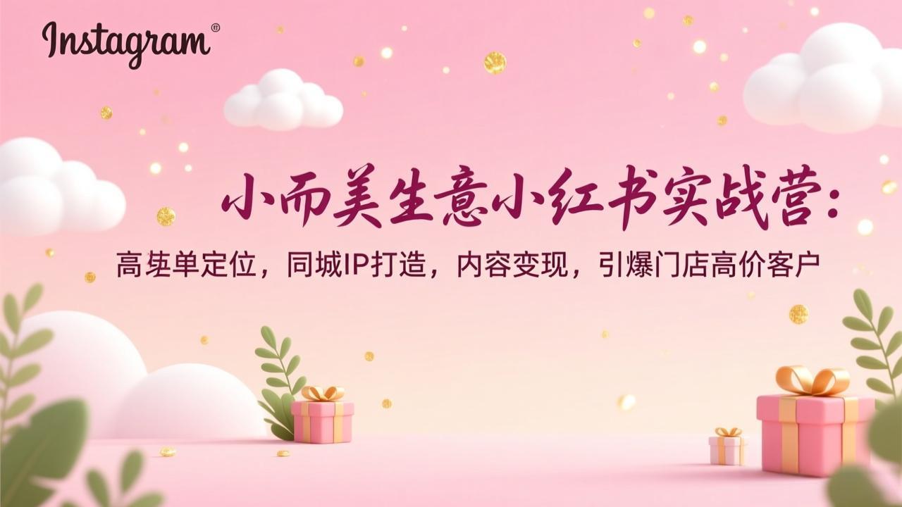 小而美生意小红书实战营：高客单定位，同城IP打造，内容变现，引爆门店高价客户-副业网创