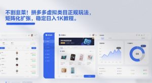 不割韭菜！拼多多虚拟类目正规玩法，矩阵化扩张，稳定日入1K教程【揭秘】-副业网创