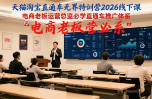 天猫淘宝直通车无界特训营2026线下课，电商老板运营总监必学直通车推广体系-副业网创