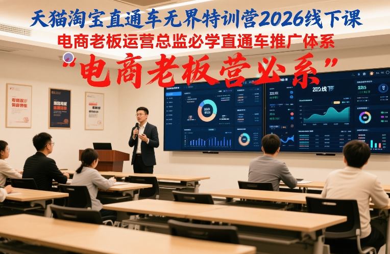 天猫淘宝直通车无界特训营2026线下课，电商老板运营总监必学直通车推广体系-副业网创