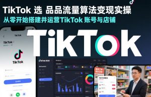 TikTok选品流量算法变现实操,从零开始搭建并运营TikTok账号与店铺-副业网创