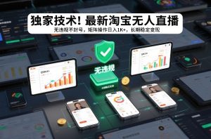 独家技术！最新淘宝无人直播：无违规不封号，矩阵操作日入1K+，长期稳定变现【揭秘】-副业网创