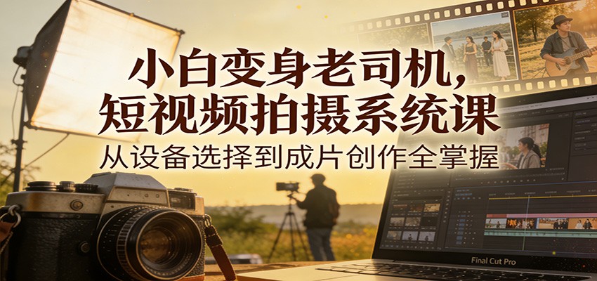 小白变身老司机，短视频拍摄系统课，从设备选择到成片创作全掌握-副业网创