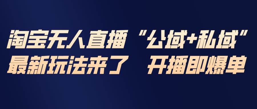 淘宝无人直播最新玩法，包含私域和公域两种玩法-副业网创