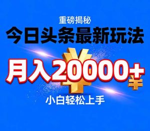 今日头条代运营最新玩法，轻轻松松月入20000＋-副业网创