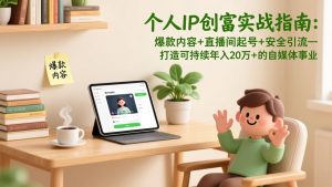个人IP创富实战指南：爆款内容+直播间起号+安全引流，打造可持续年入20万+的自媒体事业-副业网创