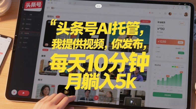 头条号AI托管，我提供视频，你发布，每天10分钟，月躺入5k+【揭秘】-副业网创