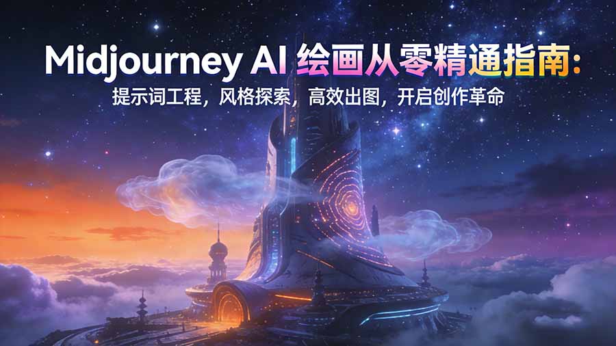 Midjourney AI绘画从零精通指南:提示词工程,风格探索,高效出图,开启创作革命-副业网创