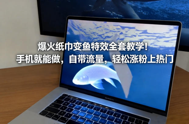 爆火纸巾变鱼特效全套教学！手机就能做，自带流量，轻松涨粉上热门-副业网创