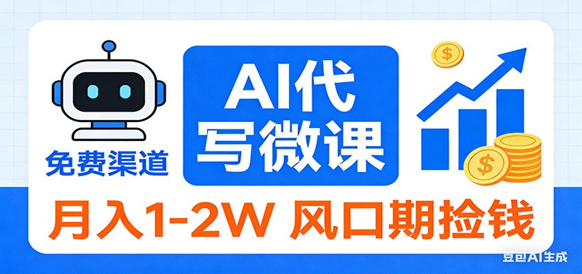 2026告别打工！AI 代写微课，提供免费渠道，月入 1-2W 风口期捡钱-副业网创