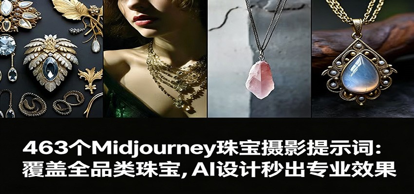 463个Midjourney珠宝摄影提示词：覆盖全品类珠宝，AI设计秒出专业效果-副业网创