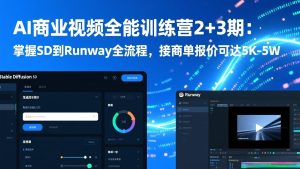 AI商业视频全能训练营2+3期：掌握SD到Runway全流程，接商单报价可达5K-5W-副业网创