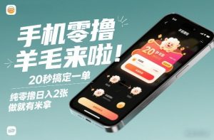 手机零撸薅羊毛来啦！20秒搞定一单，纯零撸日入2张，做就有米拿【揭秘】-副业网创