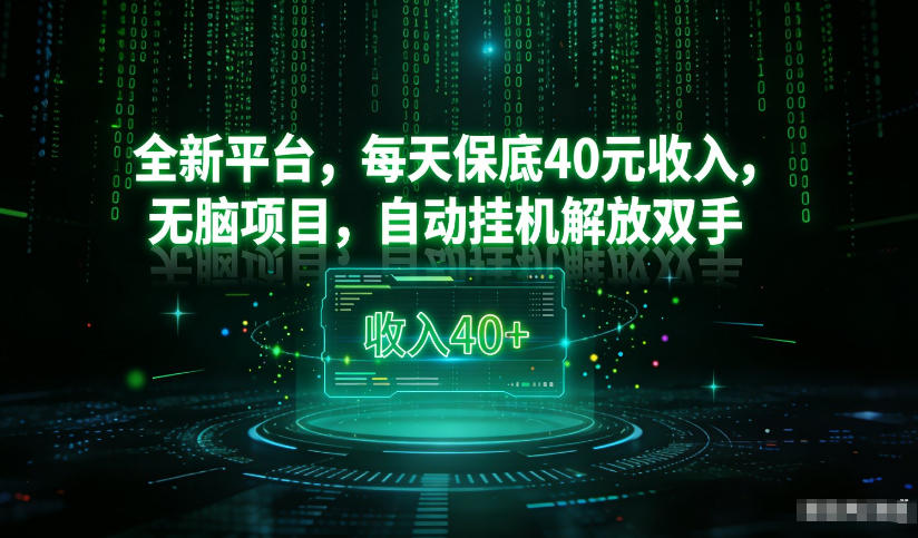 最新看广平台，每天保底30-4米，无脑项目，自动挂G解放双手【揭秘】-副业网创