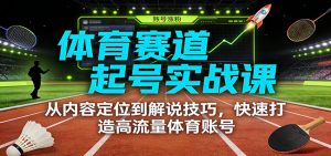 体育赛道起号实战课:从内容定位到解说技巧,快速打造高流量体育账号-副业网创