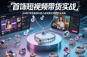 首饰短视频带货实战，从0到1带你跑通抖音小店和图文带货的全流程-副业网创