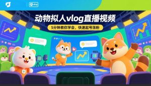 动物拟人vlog直播视频，5分钟教你学会，快速起号涨粉-副业网创