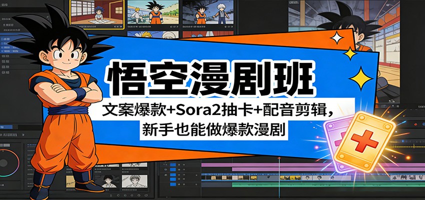 悟空漫剧班:文案爆款+Sora2抽卡+配音剪辑,新手也能做爆款漫剧-副业网创